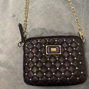Black And gold Steve Madden 3 Zipper crossbag